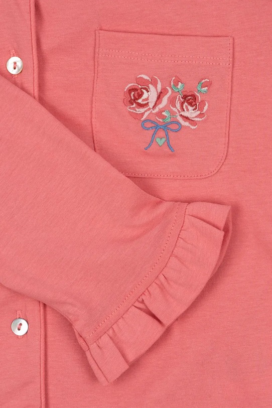 Konges Sløjd pijamale de bumbac pentru copii PIO FRILL SET GOTS roz KS102059