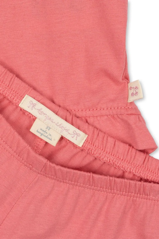 Konges Sløjd pijamale de bumbac pentru copii PIO FRILL SET GOTS KS102059 roz