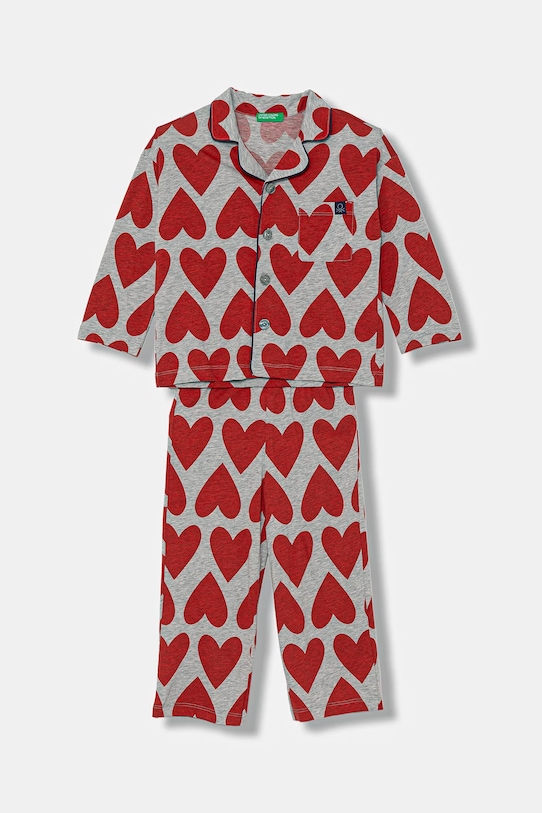 United Colors of Benetton piżama bawełniana dziecięca komplet szary 3MR70P072.G.Seasonal