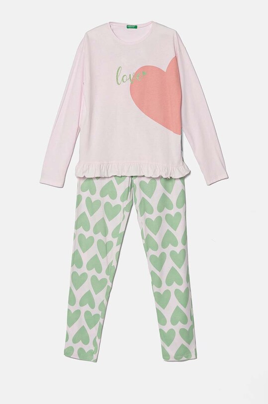 United Colors of Benetton pijamale de bumbac pentru copii set roz 3VD00P06Z.G.Seasonal