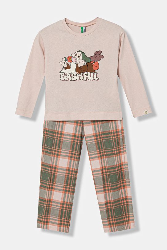 United Colors of Benetton pijamale de bumbac pentru copii set bej 34NB0P07L.G.Seasonal