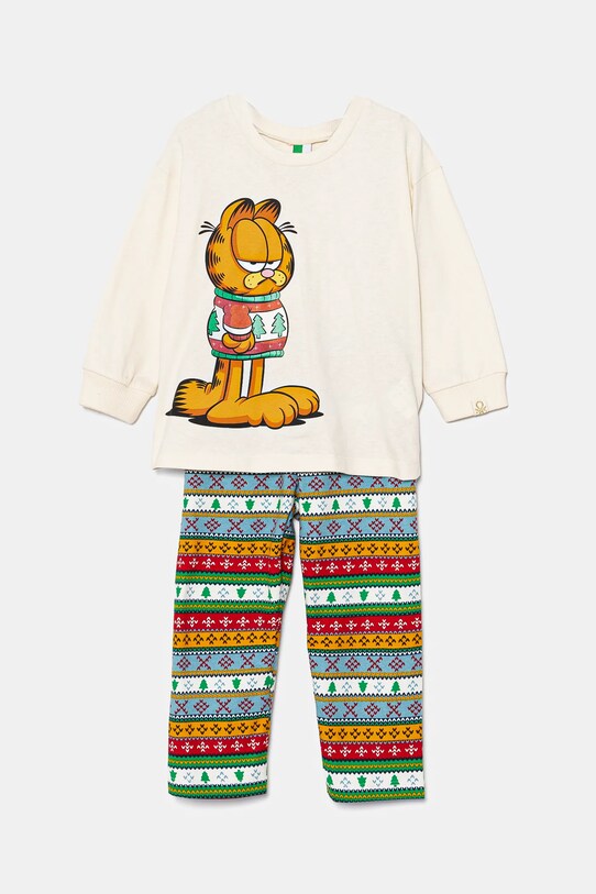 United Colors of Benetton pijamale de bumbac pentru copii cu modele bej 37MW0P07R.G.Seasonal