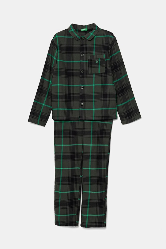 Дитяча бавовняна піжама United Colors of Benetton комплект зелений 43UL0P007.G.Seasonal