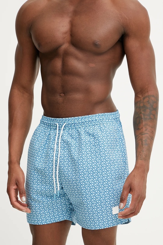 BOSS szorty kąpielowe Vibe Planet friendly niebieski 50518968