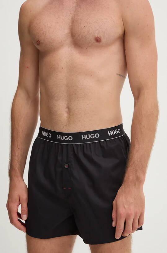 Bavlnené boxerky HUGO 3-pak 50518079 čierna AW24