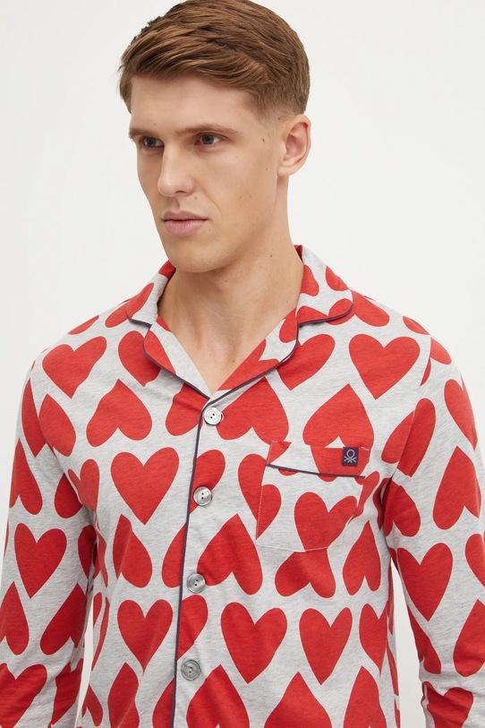 Bavlněné pyžamo United Colors of Benetton 3MR74P02E šedá