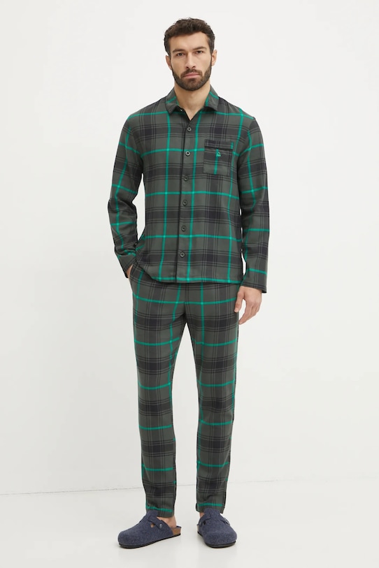 United Colors of Benetton pijamale de bumbac set verde 43UL4P00A