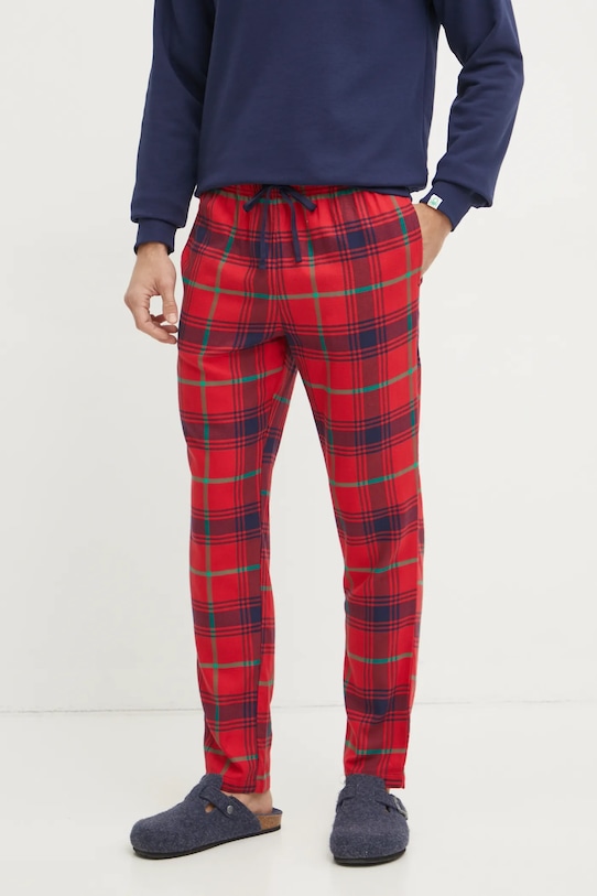 Хлопковые пижамные брюки United Colors of Benetton трикотаж красный 43UL4F009