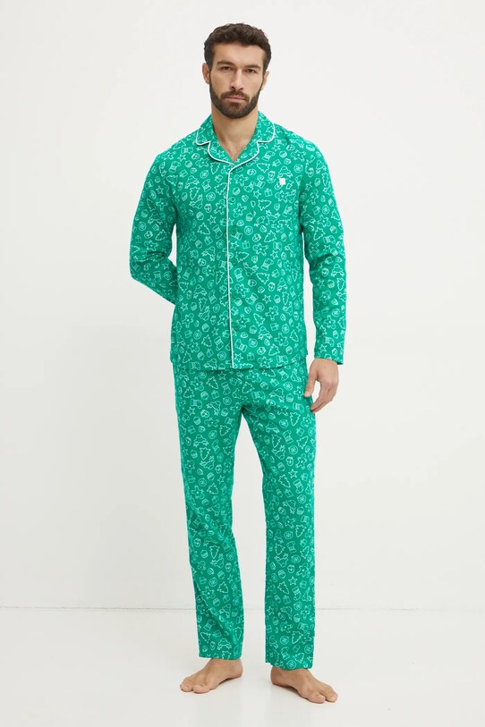 Бавовняна піжама United Colors of Benetton тканина зелений 4XPR4P00B