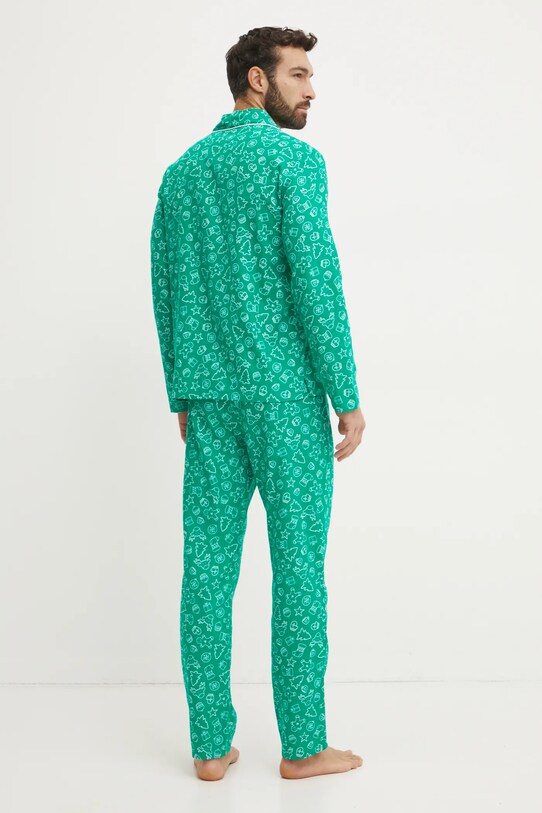 Бавовняна піжама United Colors of Benetton 4XPR4P00B зелений AW24