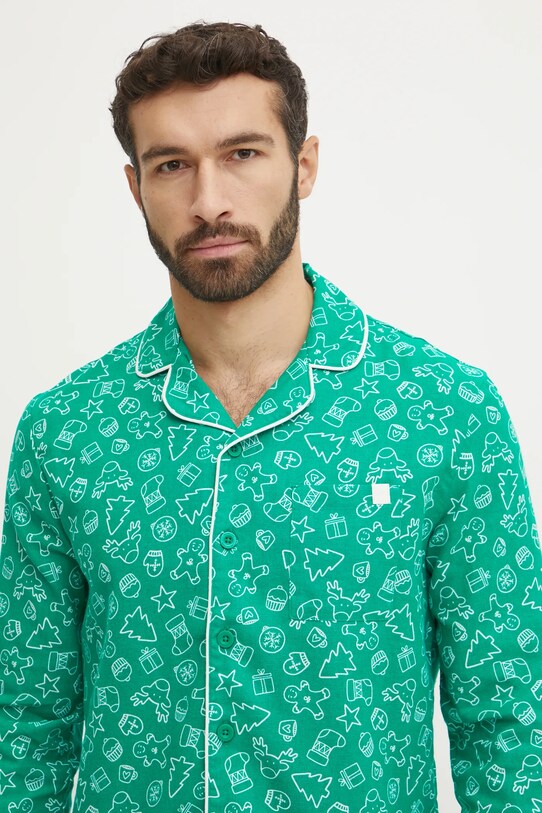 Бавовняна піжама United Colors of Benetton 4XPR4P00B зелений