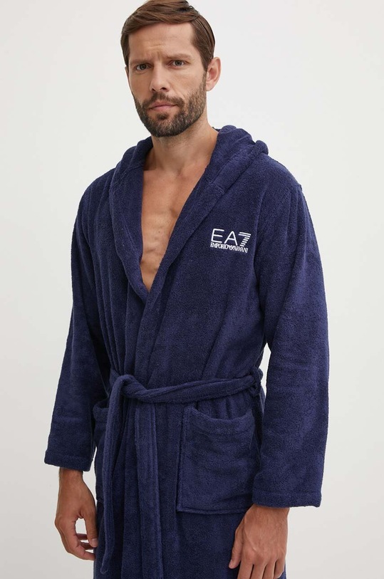EA7 Emporio Armani szlafrok bawełniany granatowy CC792.904020.06935