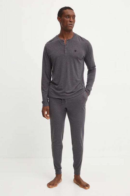 Pyžamo s příměsí vlny BOSS směs šedá 50527503
