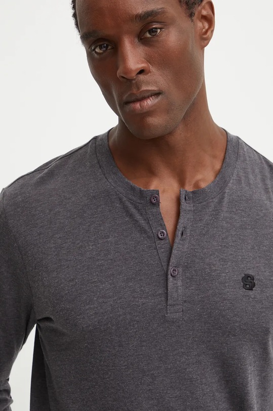 Pyžamo s příměsí vlny BOSS 50527503 šedá