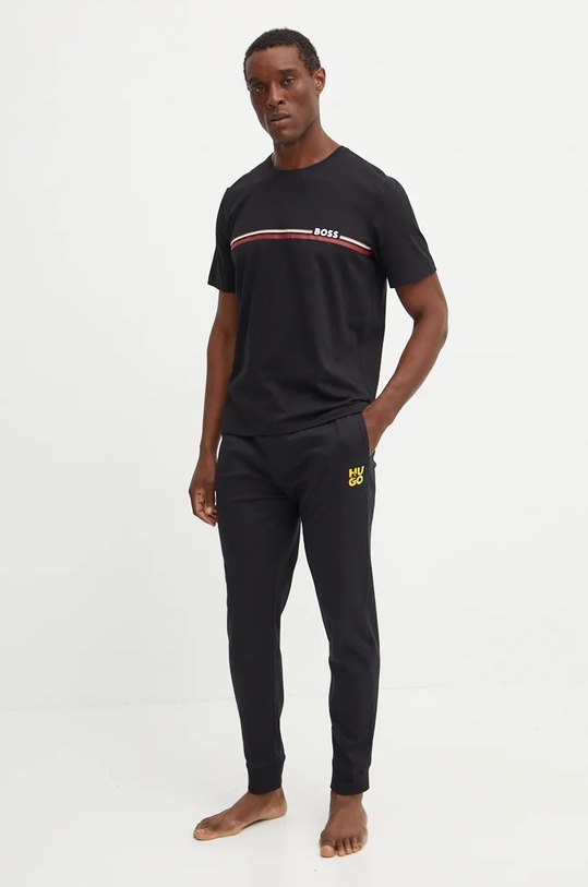 HUGO pantaloni pijama bumbac 50524772 negru AW24