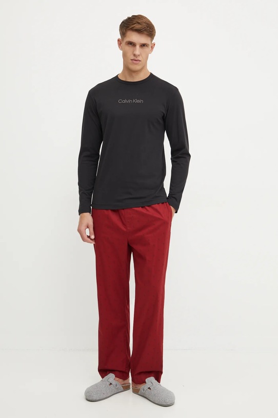 Bavlněné pyžamo Calvin Klein Underwear hladký černá 000NM2781E