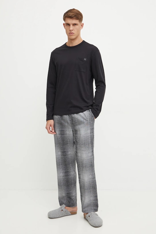 Bavlněné pyžamo Calvin Klein Underwear hladký černá 000NM2842E