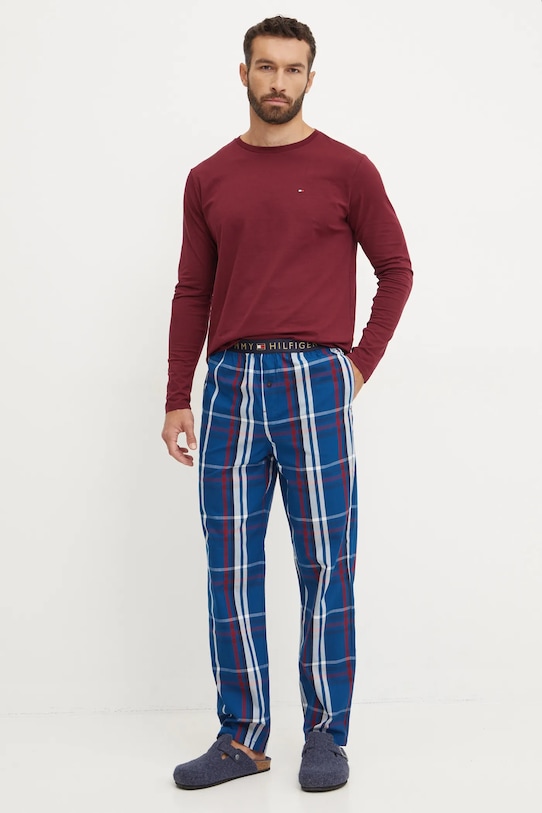 Pyžamo Tommy Hilfiger hladký burgundské UM0UM03423