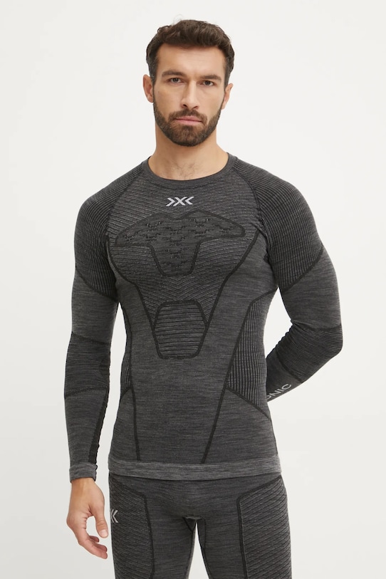 Ισοθερμικό μακρυμάνικο πουκάμισο X-Bionic Symbio Merino χειμερινά σπόρ γκρί XM.YTB2W24M