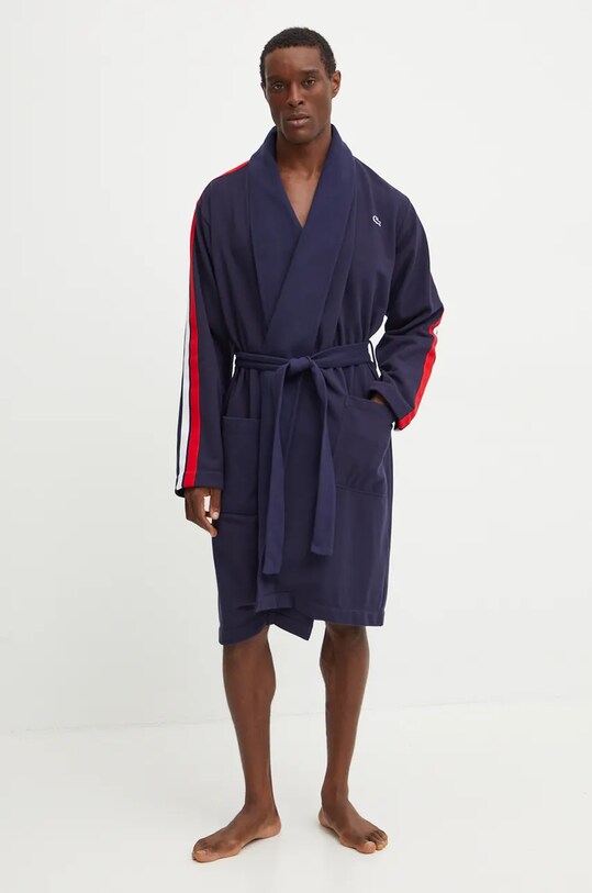 Хлопковый халат Lacoste 4H2165 тёмно-синий AW24