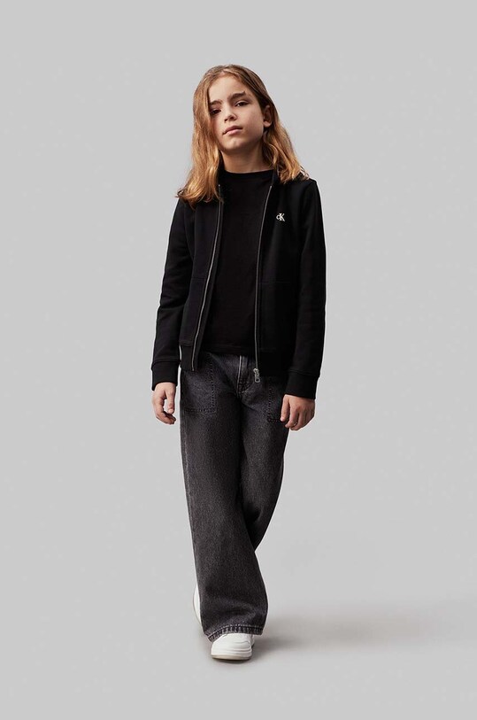 Дитяча бавовняна кофта Calvin Klein Jeans чорний IB0IB02131.9BYH