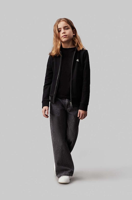 Calvin Klein Jeans bluza bawełniana dziecięca czarny IB0IB02131.9BYH