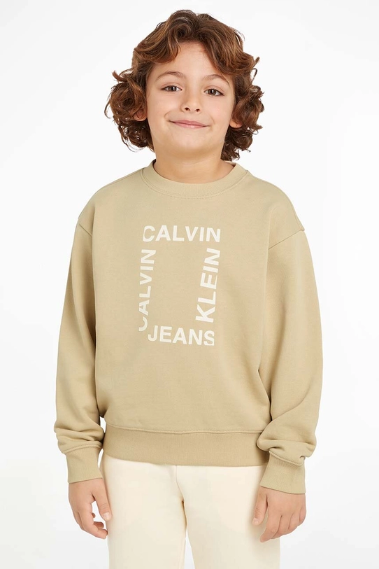 Детская хлопковая кофта Calvin Klein Jeans хлопок бежевый IB0IB02133.9BYH