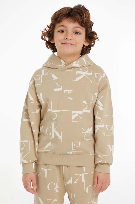 Calvin Klein Jeans bluza dziecięca z kapturem beżowy IB0IB02136.9BYH