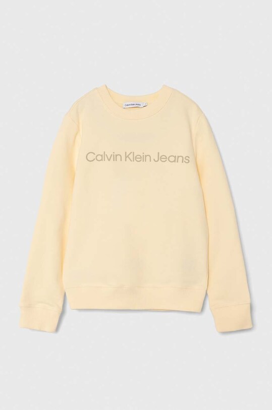 Detská bavlnená mikina Calvin Klein Jeans bavlna žltá IU0IU00581.9BYH