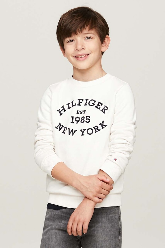 Dětská mikina Tommy Hilfiger bez kapuce bílá KB0KB09048.9BYH.128.176