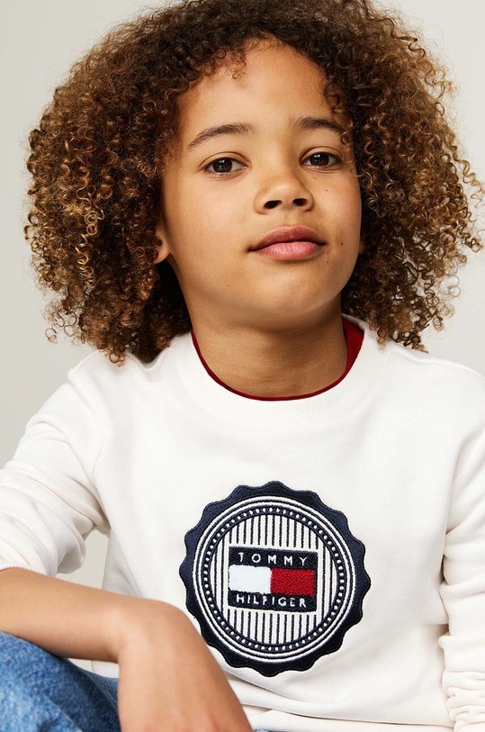 CHLAPEC Dětská bavlněná mikina Tommy Hilfiger KB0KB09052.9BYH.128.176 bílá