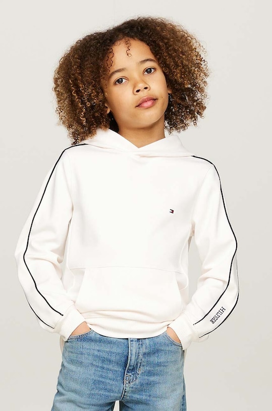 Dětská mikina Tommy Hilfiger s kapucí bílá KB0KB09054.9BYH