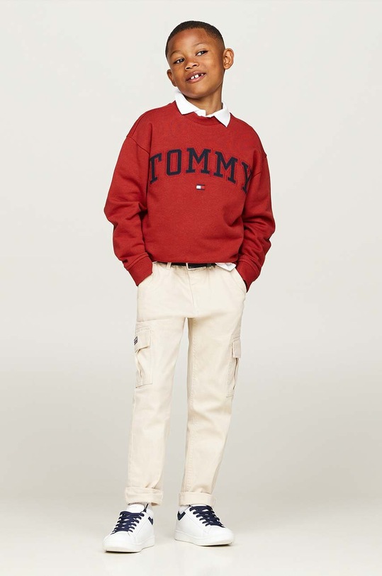 Dětská bavlněná mikina Tommy Hilfiger červená KB0KB09119.9BYH.128.176