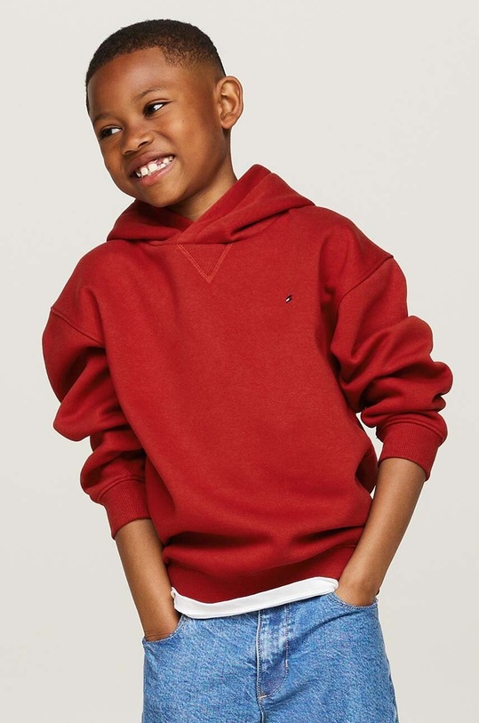 Παιδική μπλούζα Tommy Hilfiger με κουκούλα κόκκινο KS0KS00562.9BYH.110.122