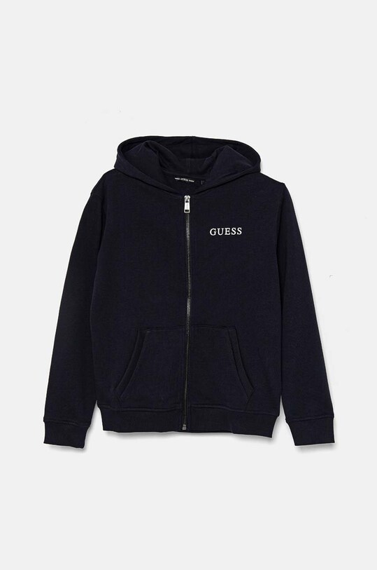 Дитяча бавовняна кофта Guess з капюшоном темно-синій L4RQ22.KAUG0.9BYH
