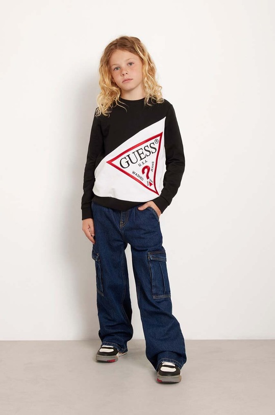 Guess bluza bawełniana dziecięca aplikacja czarny L4YQ04.KA6R4.9BYH