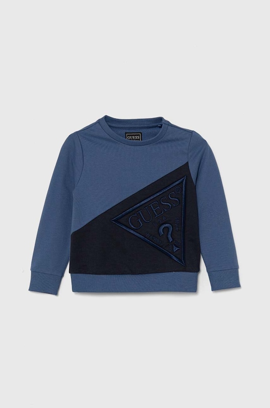 Dětská bavlněná mikina Guess bez kapuce modrá N4YQ04.KA6R4.9BYH
