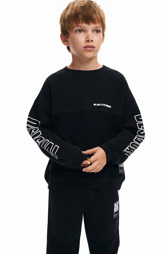Desigual hanorac de bumbac pentru copii cu modele negru 24WBSK03