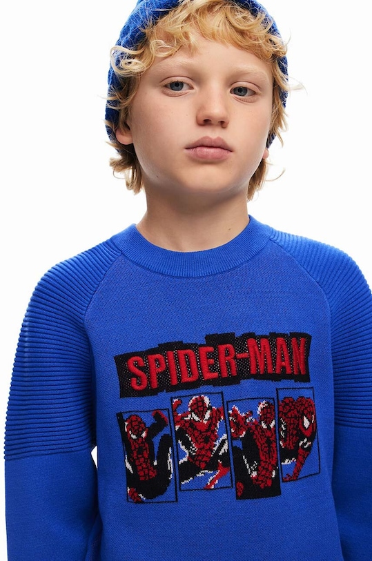 Detská mikina Desigual SPIDERMAN bez kapucne modrá 24WBJF02