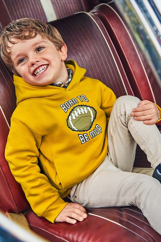 Mayoral bluza dziecięca z kapturem żółty 4451.5C.Mini.9BYH