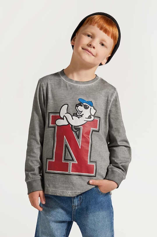 Coccodrillo bluza bawełniana dziecięca nadruk szary ZC4143102ABK