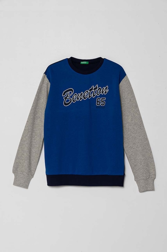 Dětská bavlněná mikina United Colors of Benetton bez kapuce námořnická modř 3J68C10JM.G.Seasonal