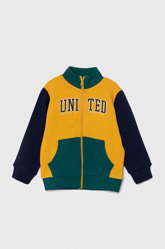 United Colors of Benetton hanorac de bumbac pentru copii cu modele galben 3J70G5033.P.Seasonal