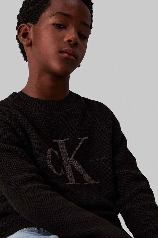 Calvin Klein Jeans sweter bawełniany dziecięcy IB0IB02219.104.116.9BYH czarny