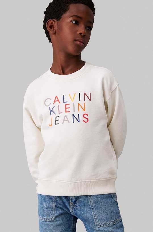 Detská bavlnená mikina Calvin Klein Jeans bavlna béžová IB0IB02204.128.176.9BYH
