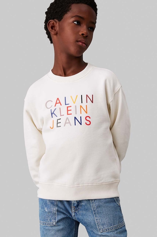 Detská bavlnená mikina Calvin Klein Jeans bavlna béžová IB0IB02204.128.176.9BYH