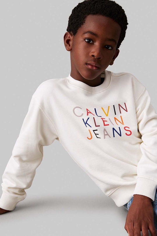 Detská bavlnená mikina Calvin Klein Jeans béžová IB0IB02204.128.176.9BYH