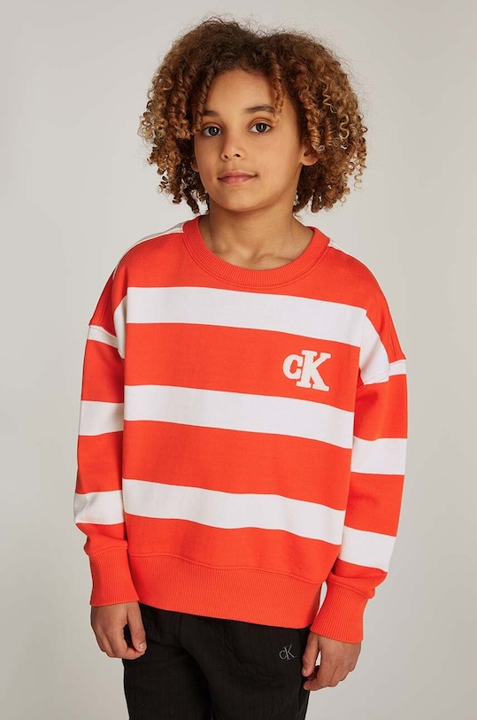 Calvin Klein Jeans hanorac de bumbac pentru copii cu modele rosu IB0IB02206.128.176.9BYH