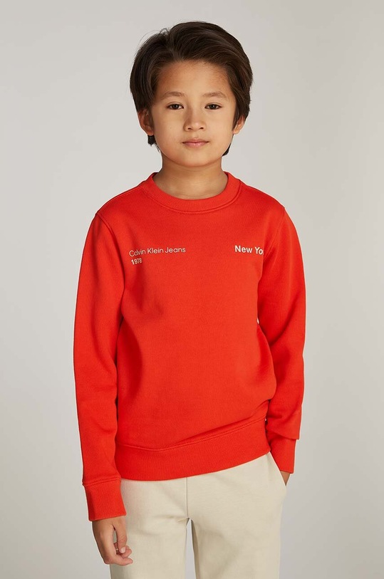 Dječja pamučna dukserica Calvin Klein Jeans print crvena IB0IB02212.128.176.9BYH