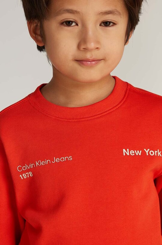 Detská bavlnená mikina Calvin Klein Jeans IB0IB02212.128.176.9BYH červená